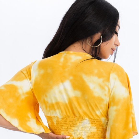 SUNSHINE YELLOW Tie Dye Cropped Top - Picture 5 of 6